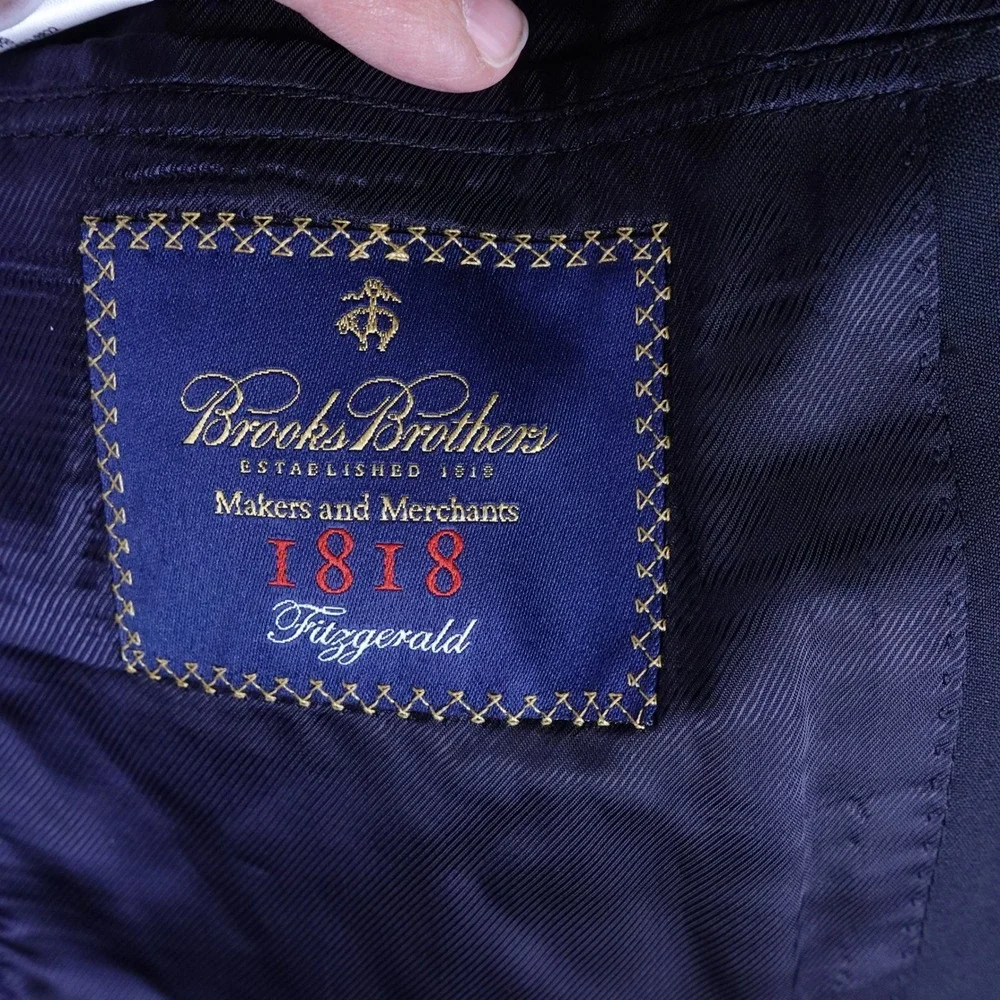 Brooks‎ Brothers 1818 Fitzgerald Blazer Navy Estrato Trabaldo Togna 41L Mens
